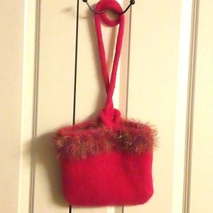 Alpaca knit frilly purse